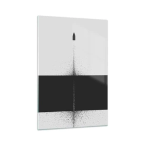 Cuadro sobre vidrio - Impresiones sobre Vidrio - Un proyectil simbólico de estilo minimalista y abstracto. - 70x100cm - Directa al objetivo - Decoración de pared moderna para salón y dormitorio ARTTOR