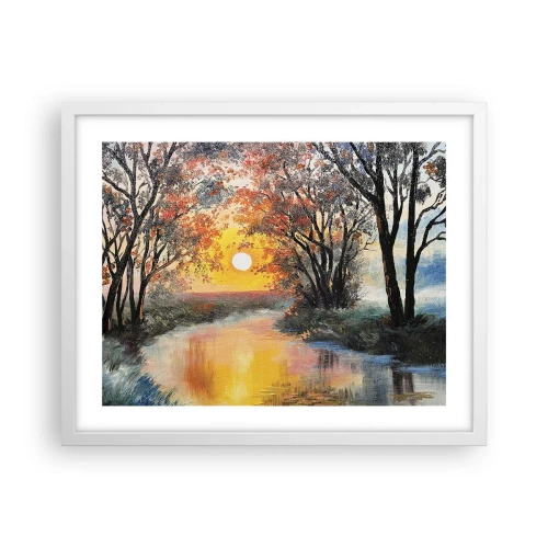 Póster en marco blanco - Ambiente otoñal - 50x40 cm