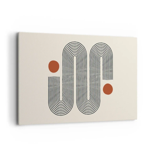 Cuadro sobre lienzo - Impresión de Imagen - Patrón geométrico con líneas y círculos naranjas. - 120x80cm - De principio a fin - Decoración de pared moderna para salón y dormitorio ARTTOR