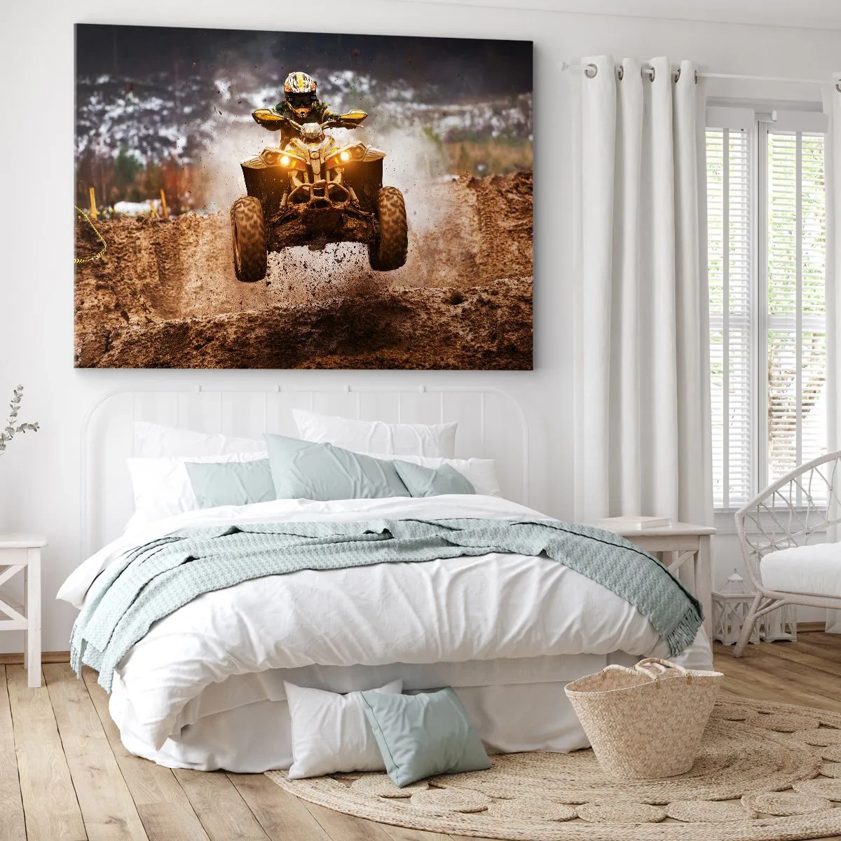 Cuadro sobre lienzo - Impresión de Imagen - Paseos extremos en quad por terrenos embarrados - 70x50cm - Sin riesgo no hay diversión - Decoración de pared moderna para salón y dormitorio ARTTOR