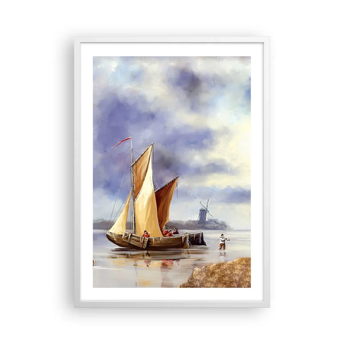 Póster en marco blanco - El regreso de los marineros - 50x70 cm