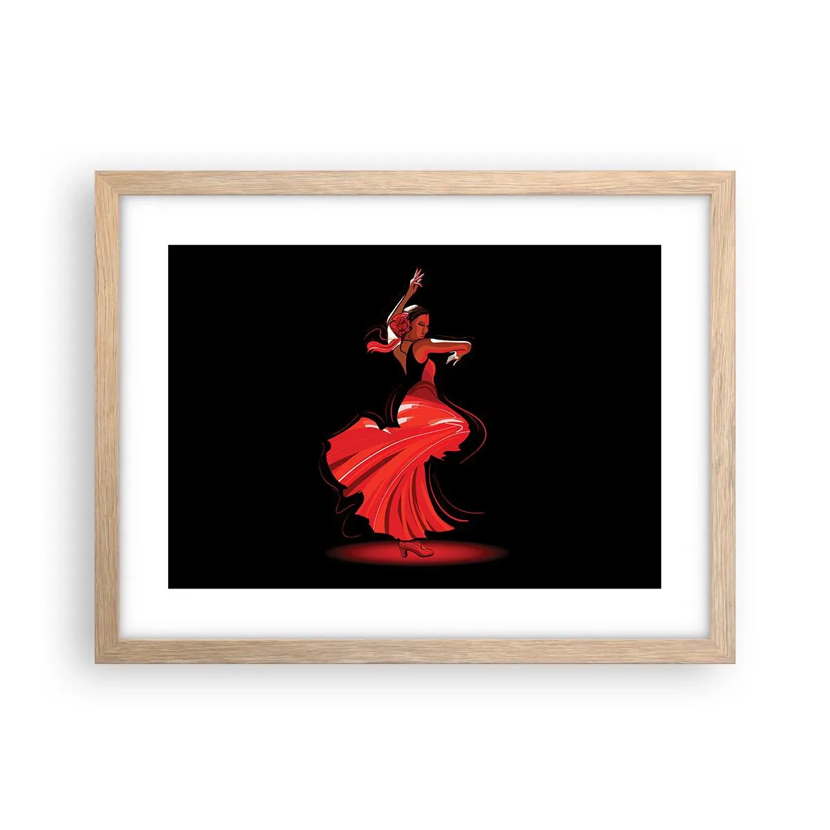 Póster en marco roble claro - El espíritu ardiente del flamenco - 40x30 cm