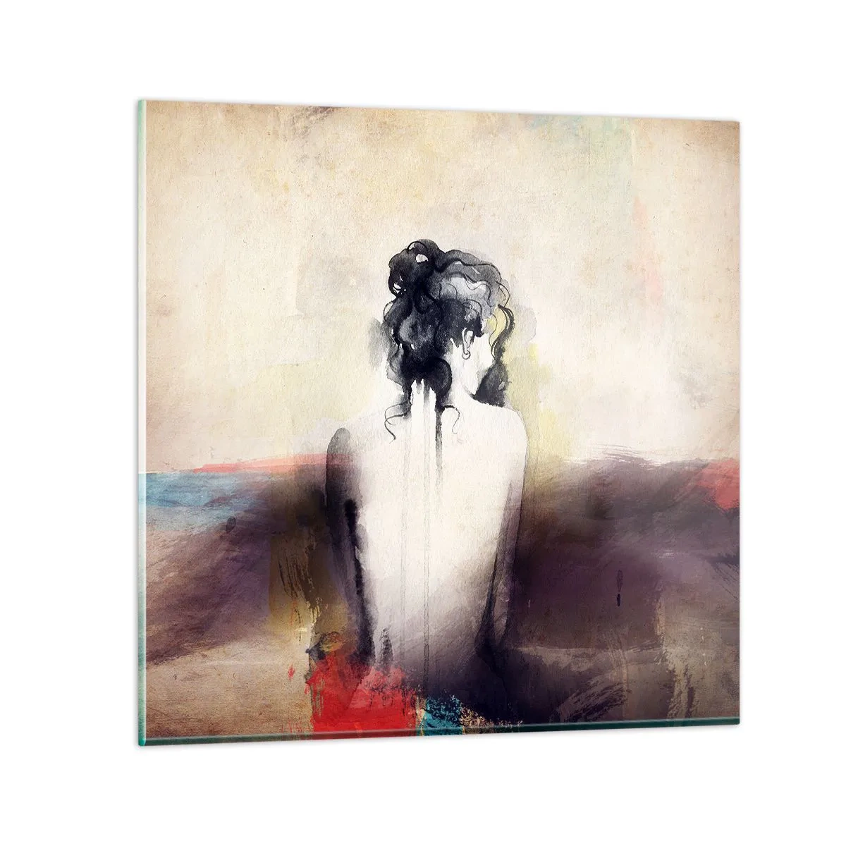 Cuadro sobre vidrio - Impresiones sobre Vidrio - Líneas suaves, formas ovaladas - 50x50 cm