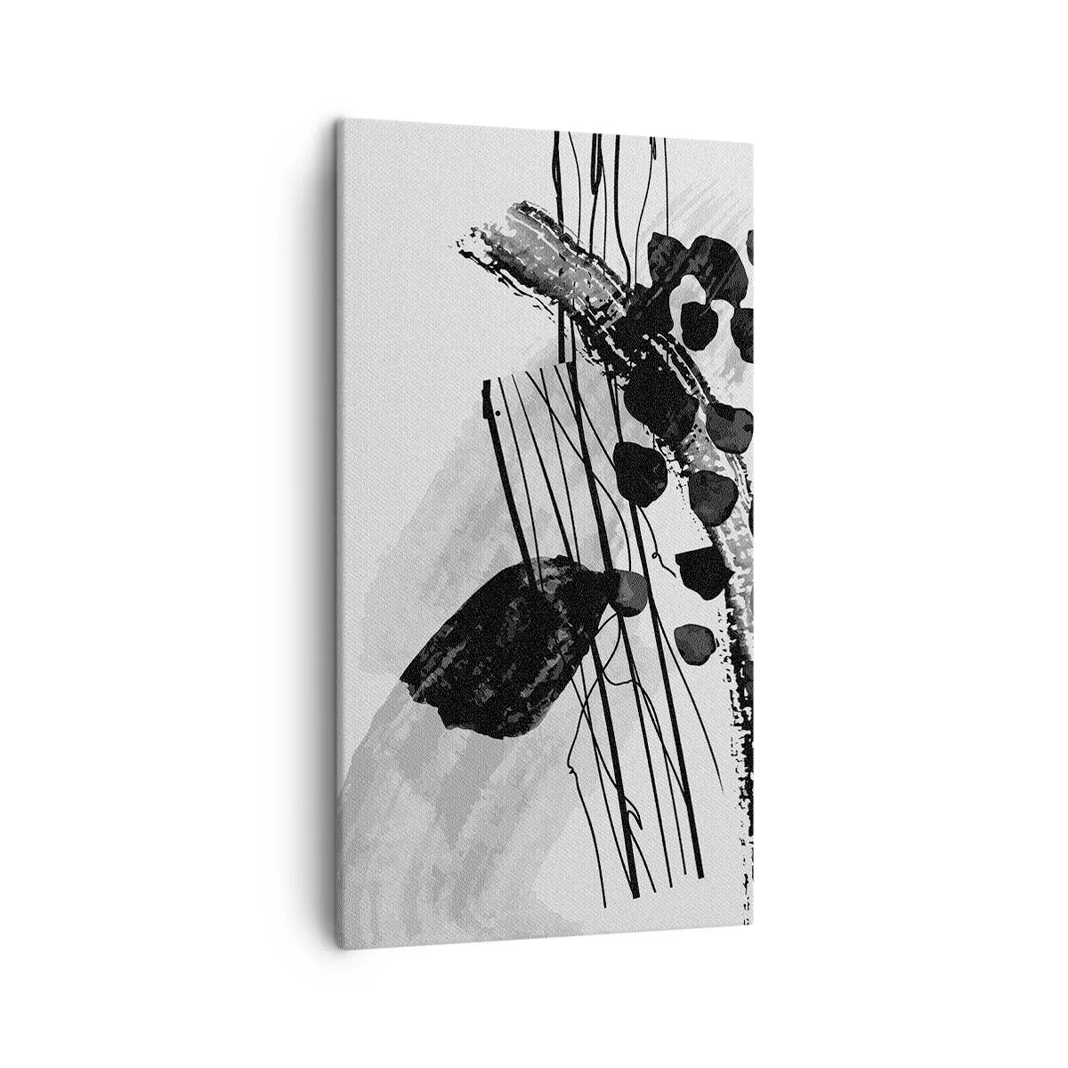 Cuadro sobre lienzo - Impresión de Imagen - Abstracción orgánica en blanco y negro - 45x80 cm