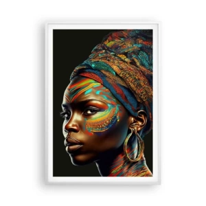 Póster en marco blanco - Reina africana - 70x100 cm