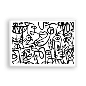Póster en marco blanco - Rostros y espejismos - 100x70 cm