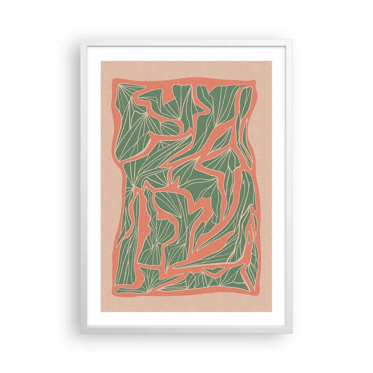 Póster en marco blanco - Lucha entre el coral y el verde - 50x70 cm