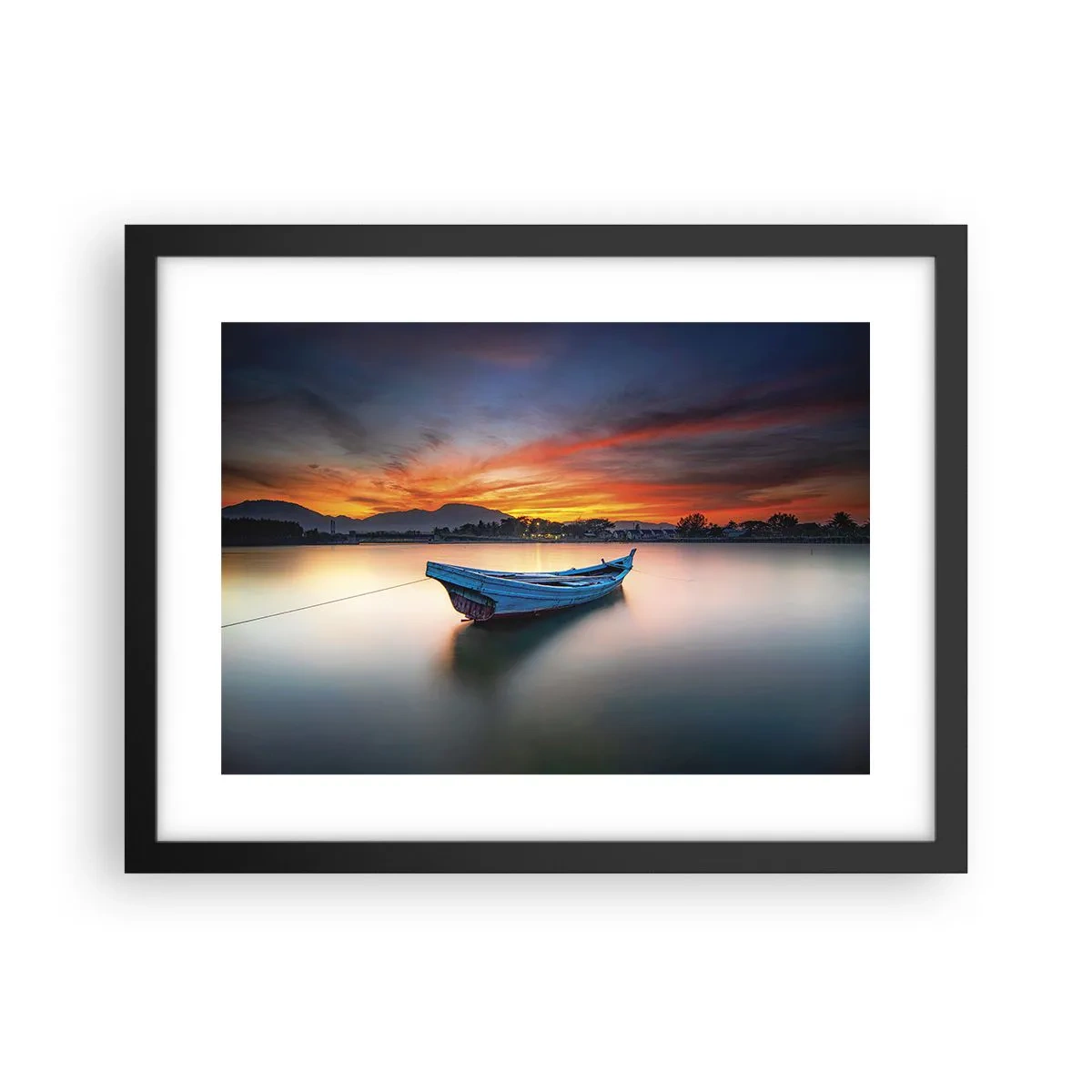 Póster en marco negro - Se avecina una buena noche - 40x30 cm