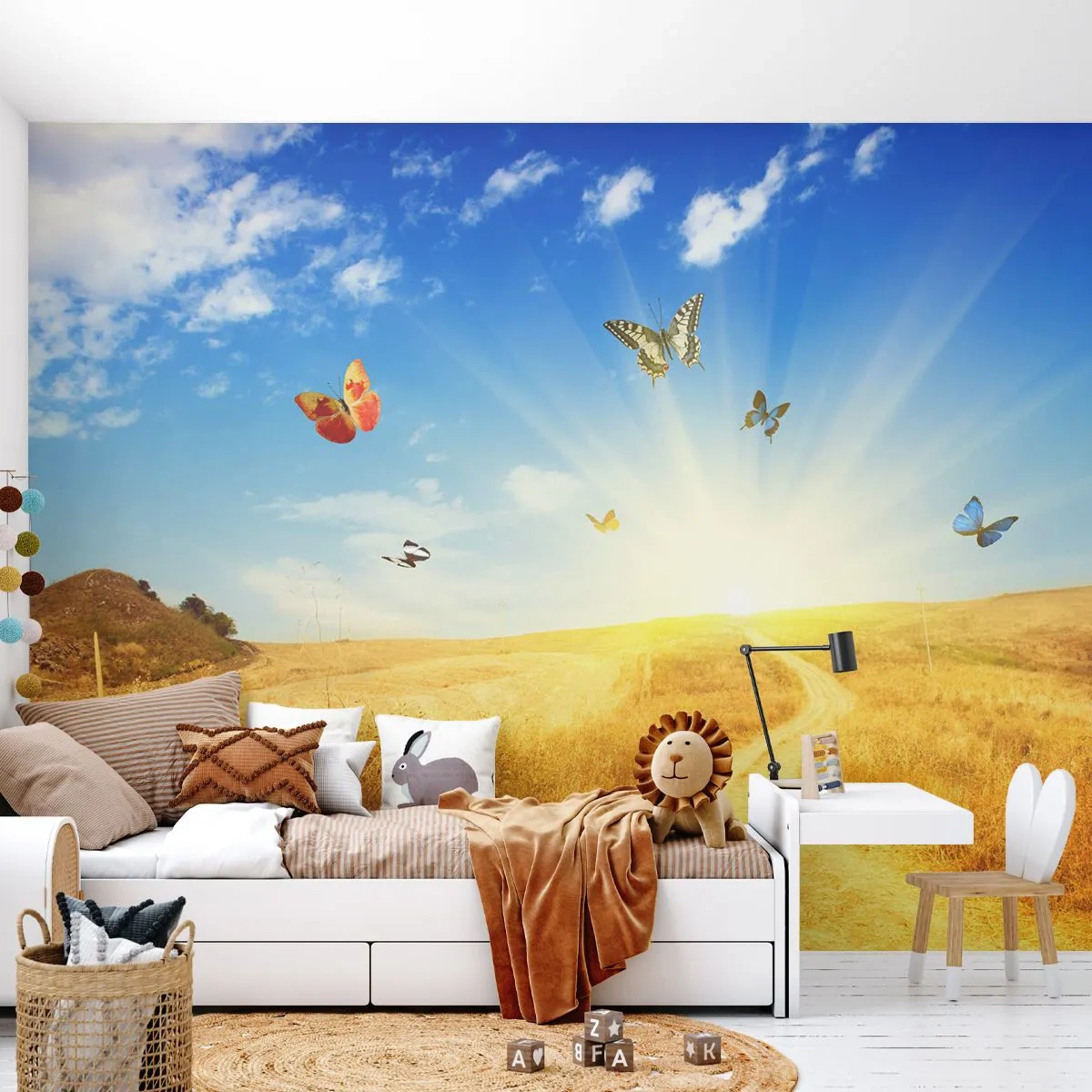Fotomural Standard Eco - ¿Cómo no amar el verano? - Paisaje, mariposas, Naturaleza - 400x280 cm