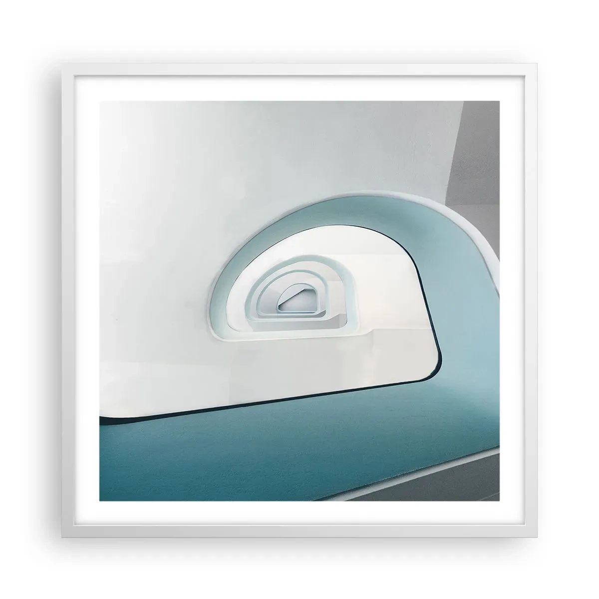 Póster en marco blanco - Espiral del río azul - 60x60 cm