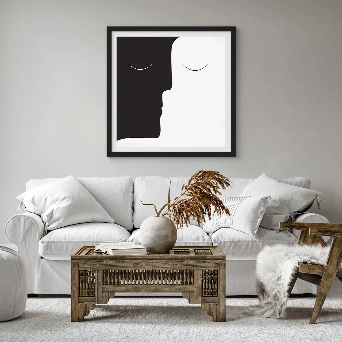 Póster en marco negro - Unidad de los opuestos - 30x30 cm