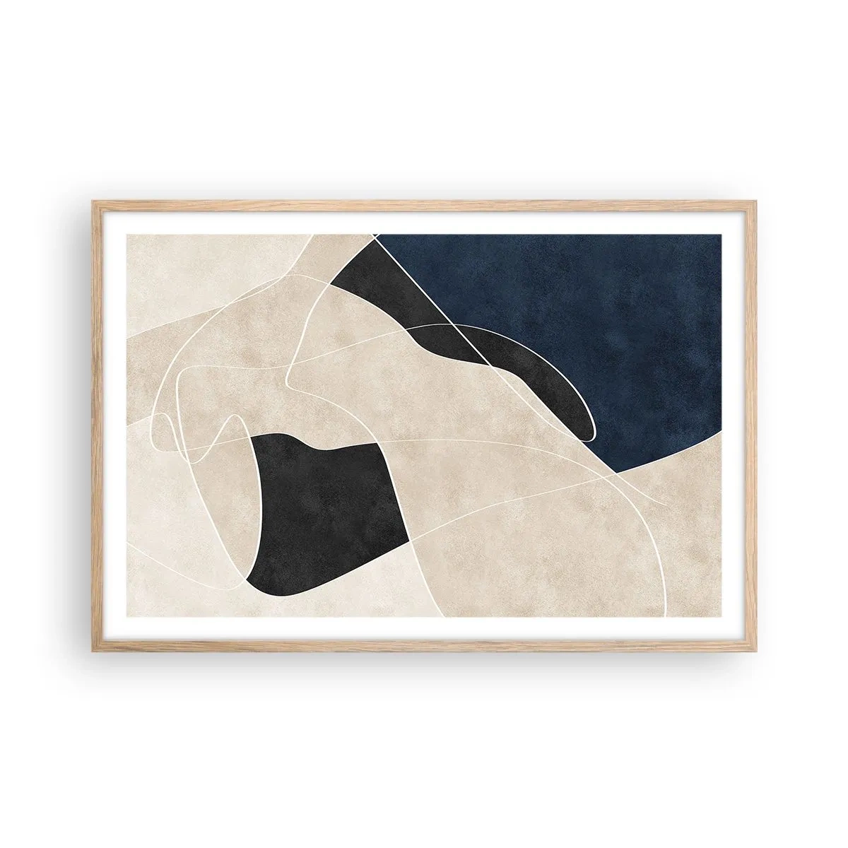 Póster en marco roble claro - Composición abstracta - contraste de colores - 91x61 cm