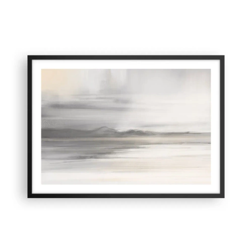 Póster en marco negro - Un paisaje sutil en tonos grises y beige. - 70x50cm - Una distancia reflexiva - Decoración de pared moderna para salón y dormitorio ARTTOR