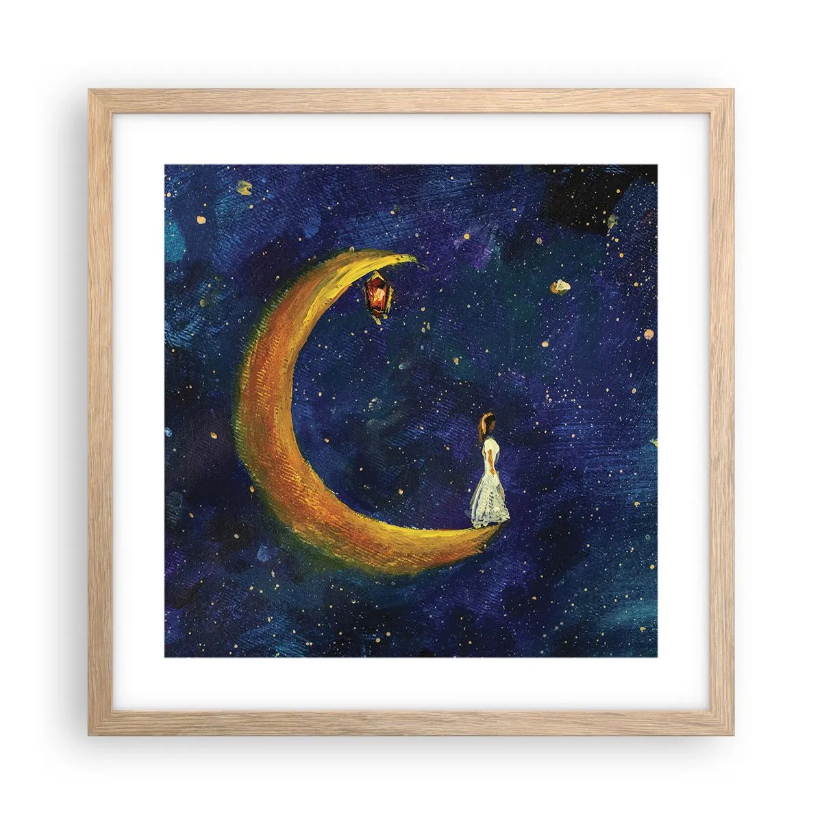 Póster en marco roble claro - La llamada de la Luna - 40x40 cm