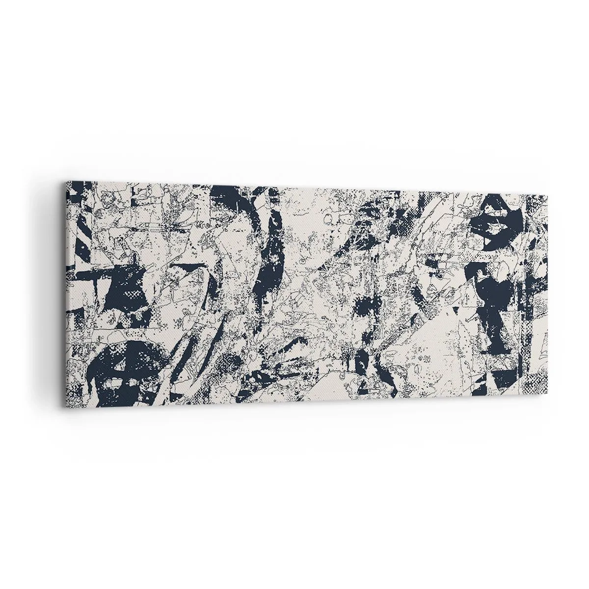 Cuadro sobre lienzo - Impresión de Imagen - Composición abstracta en blanco y negro con un diseño dinámico. - 120x50cm - La interpenetración de los opuestos - Decoración de pared moderna para salón y dormitorio ARTTOR