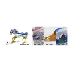 Muestra de fotomural Premium Canvas - De la pradera al cielo - Caballo, Abstracción, Paisaje - 100x30 cm
