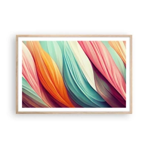 Póster en marco roble claro - Tejido arco iris - 91x61 cm