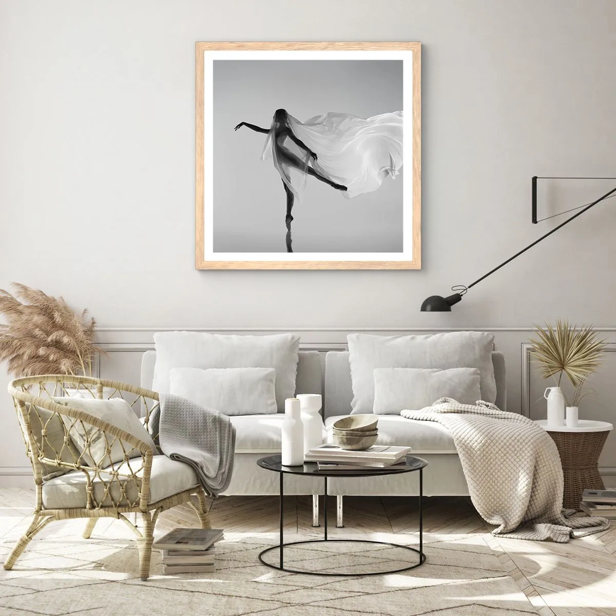 Póster en marco roble claro - Ligereza y gracia - 60x60 cm