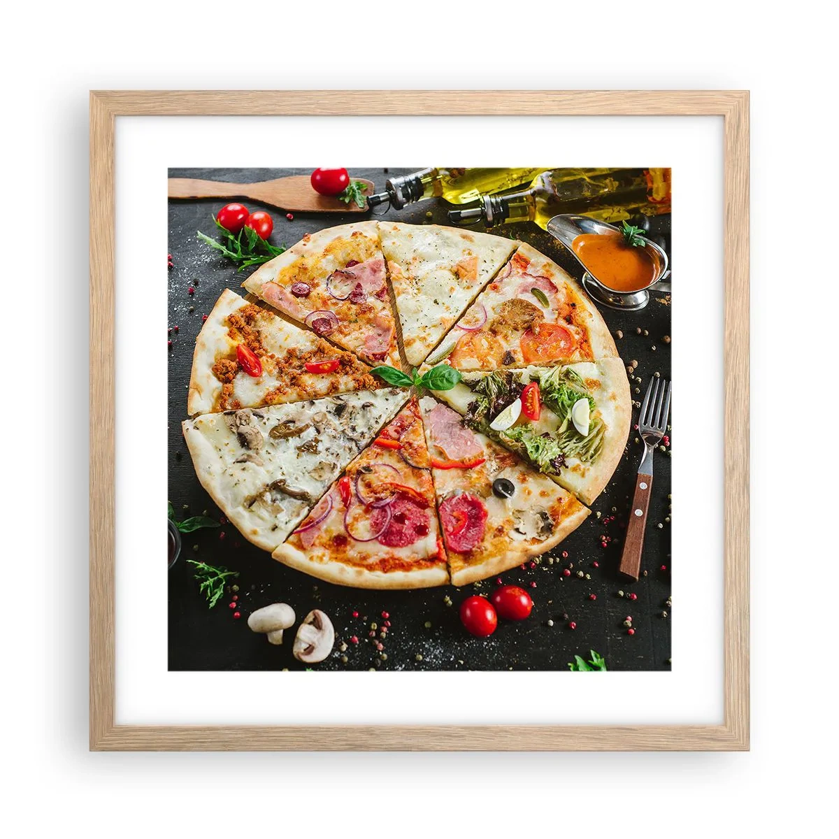 Póster en marco roble claro - Una gama de gustos - 40x40 cm