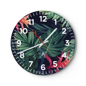 Reloj de pared - Reloj de vidrio - Encender el color verde - 40x40 cm