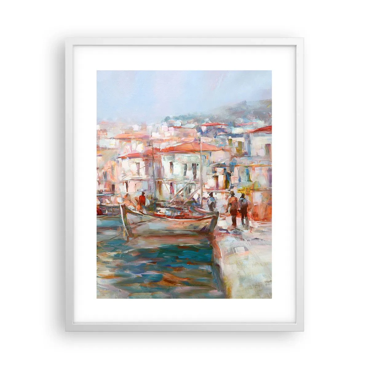 Póster en marco blanco - Vacaciones en colores pastel - 40x50 cm