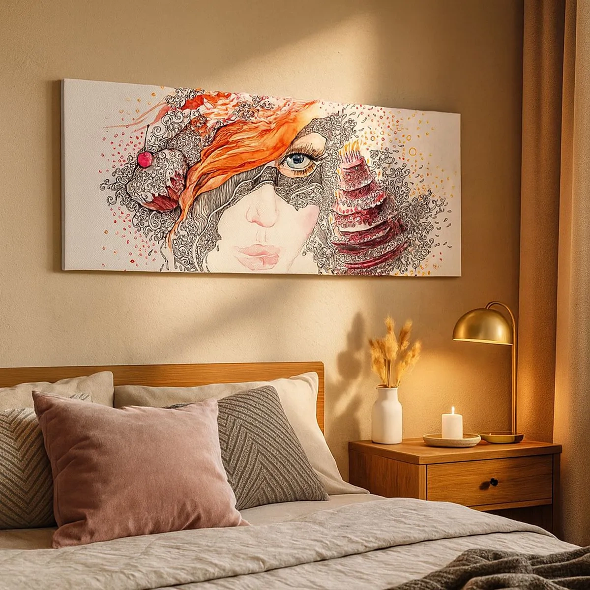 Cuadro sobre lienzo - Impresión de Imagen - Con ella cada día es una fiesta - 100x40 cm