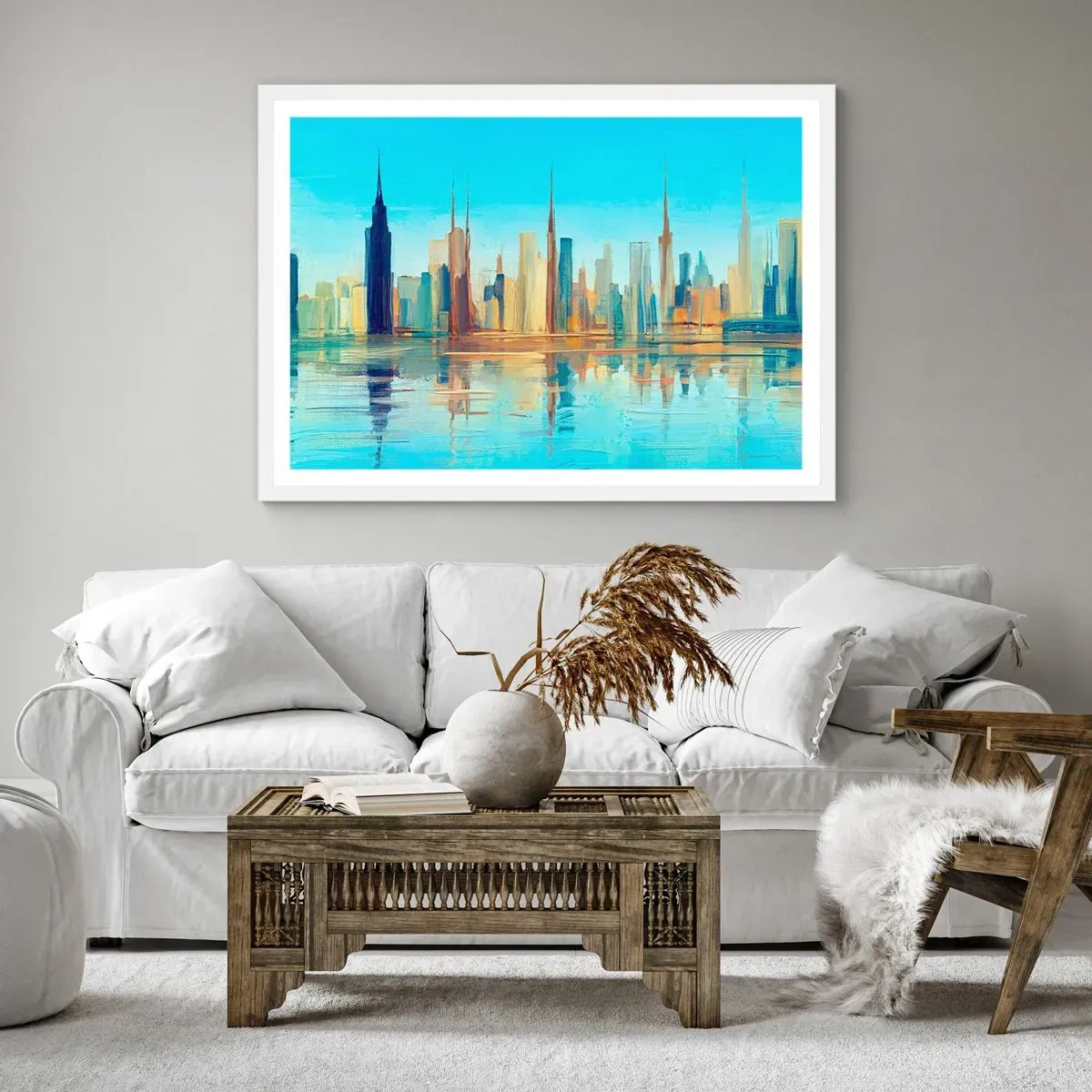 Póster en marco blanco - Metrópolis soleada - 50x40 cm