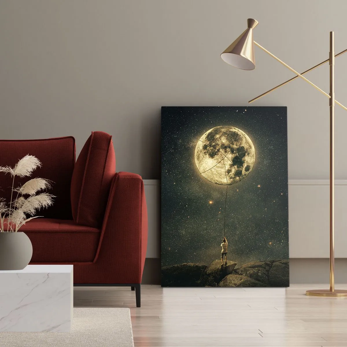 Cuadro sobre lienzo - Impresión de Imagen - El que robó la luna - 45x80 cm