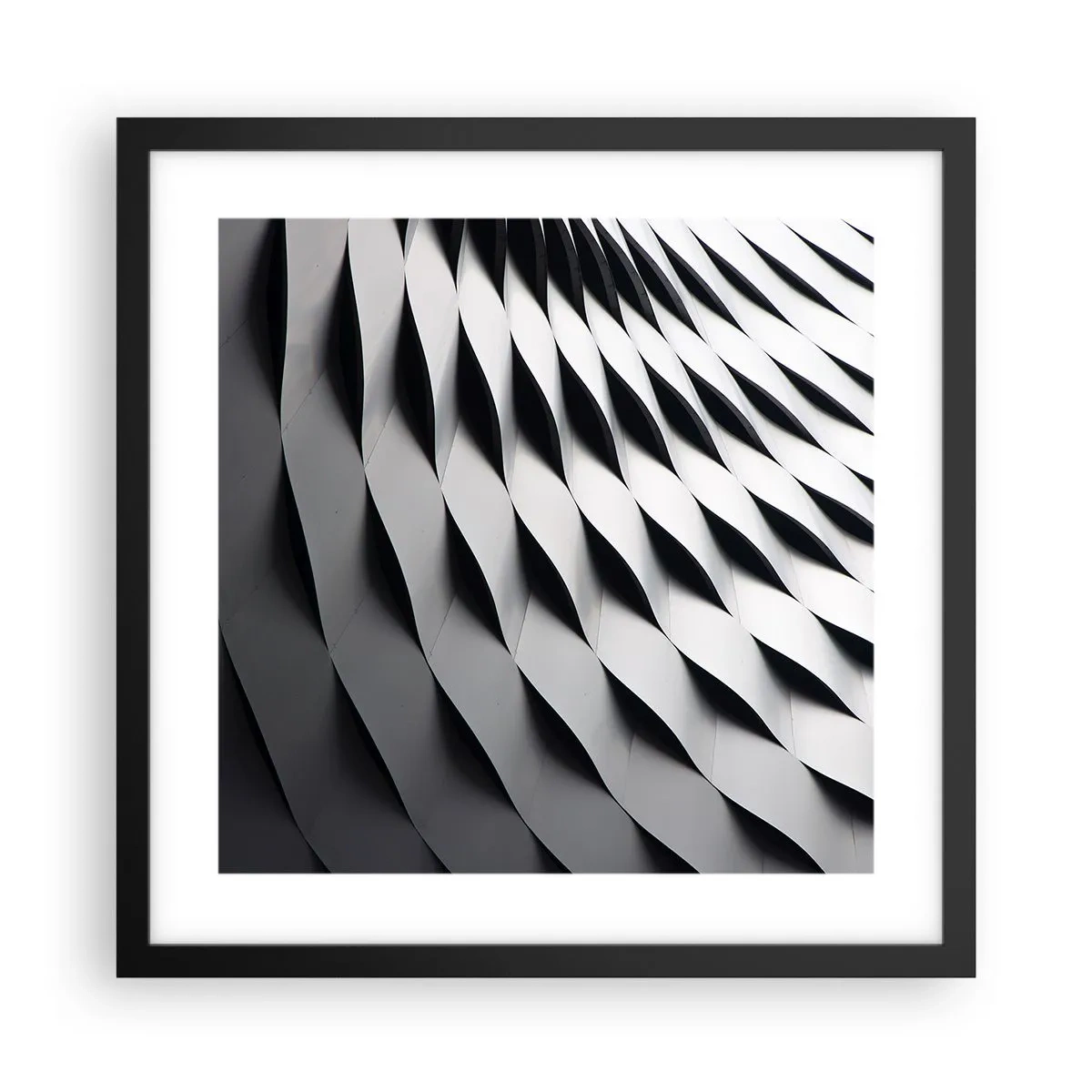 Póster en marco negro - En la superficie de las ondas - 40x40 cm