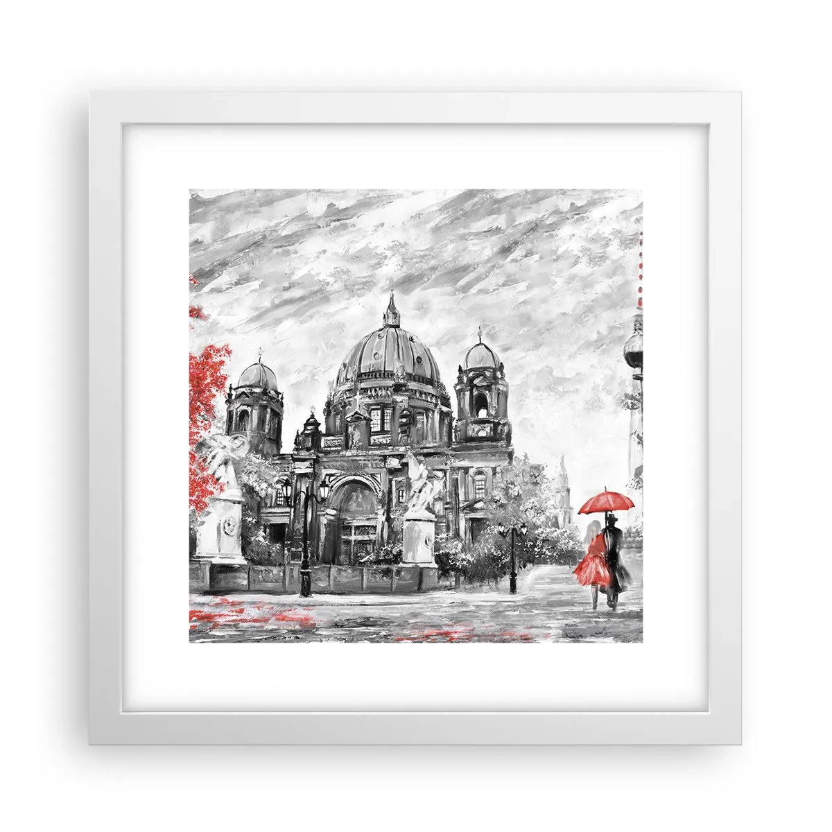 Póster en marco blanco - Reunión en Berlín - 30x30 cm