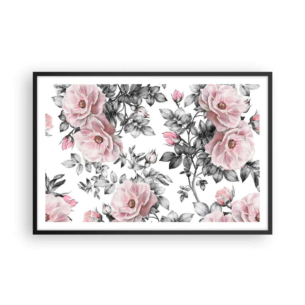 Póster en marco negro - Entre las rosas - 91x61 cm