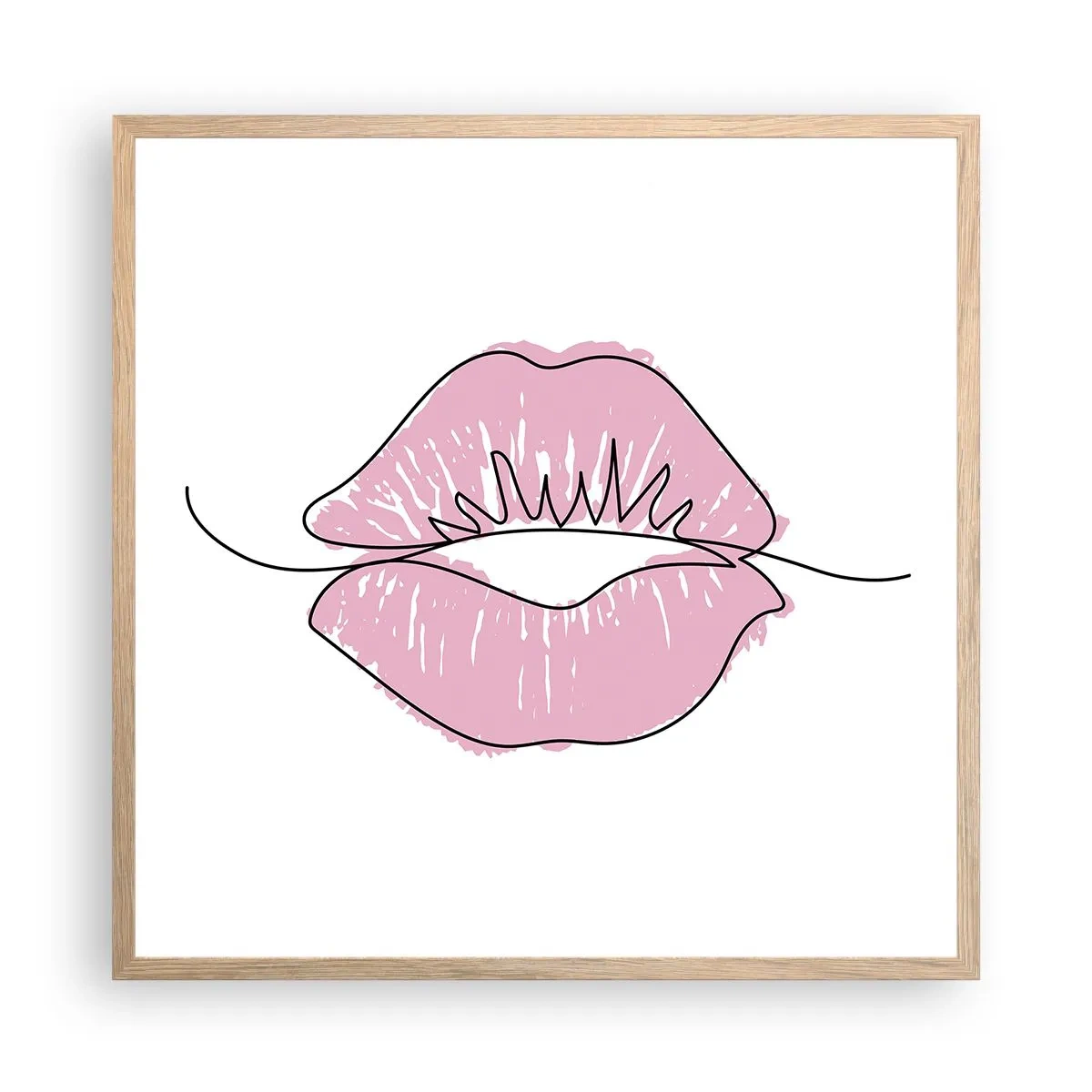 Póster en marco roble claro - ¿Listo para un beso? - 60x60 cm