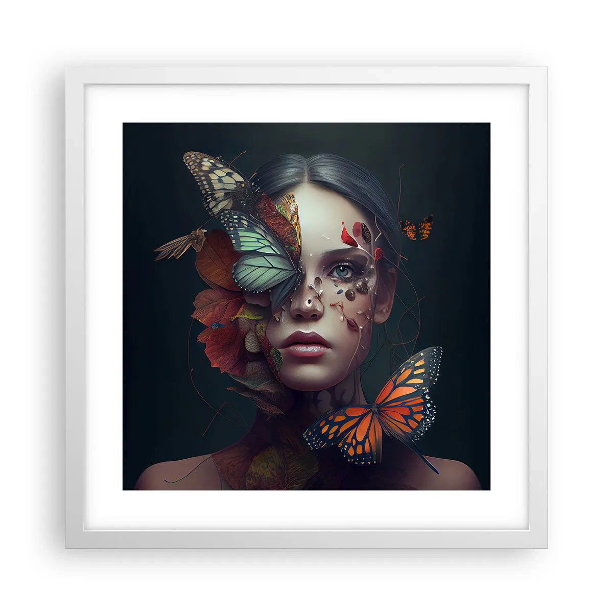 Póster en marco blanco - Una metamorfosis maravillosa - 40x40 cm