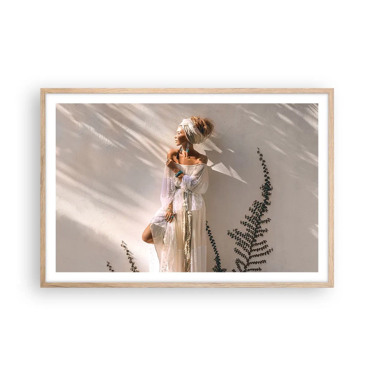 Póster en marco roble claro - El sol y la joven - 91x61 cm