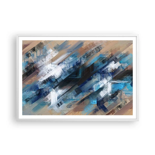 Póster en marco blanco - En una inclinación azul - 100x70 cm