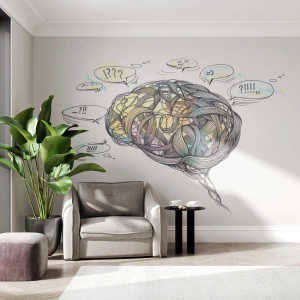 Fotomural Premium Canvas - El hombre, el gran enigma - Abstracción, Cerebro, Gráficos - 200x140 cm