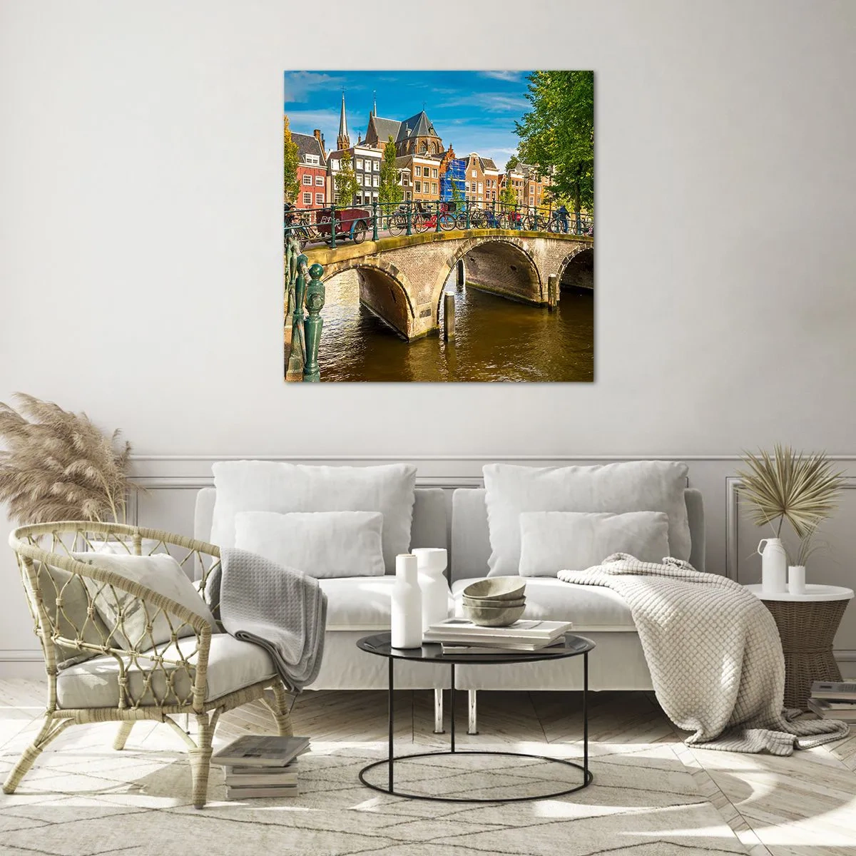 Cuadro sobre vidrio - Impresiones sobre Vidrio - Primavera en el canal - 50x50 cm