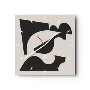 Reloj de pared - Reloj de vidrio - Composición geométrica abstracta en blanco y negro - 30x30cm - Para automontaje - Decoración de pared moderna para salón y dormitorio ARTTOR