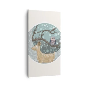 Cuadro sobre lienzo - Impresión de Imagen - Noche de bosque de cuento de hadas - 65x120 cm