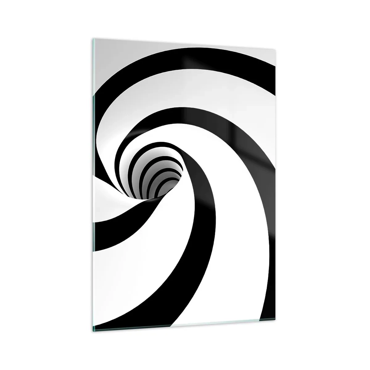 Cuadro sobre vidrio - Impresiones sobre Vidrio - Patrón espiral hipnótico en blanco y negro - 50x70cm - ¿Ceder al torbellino? - Decoración de pared moderna para salón y dormitorio ARTTOR