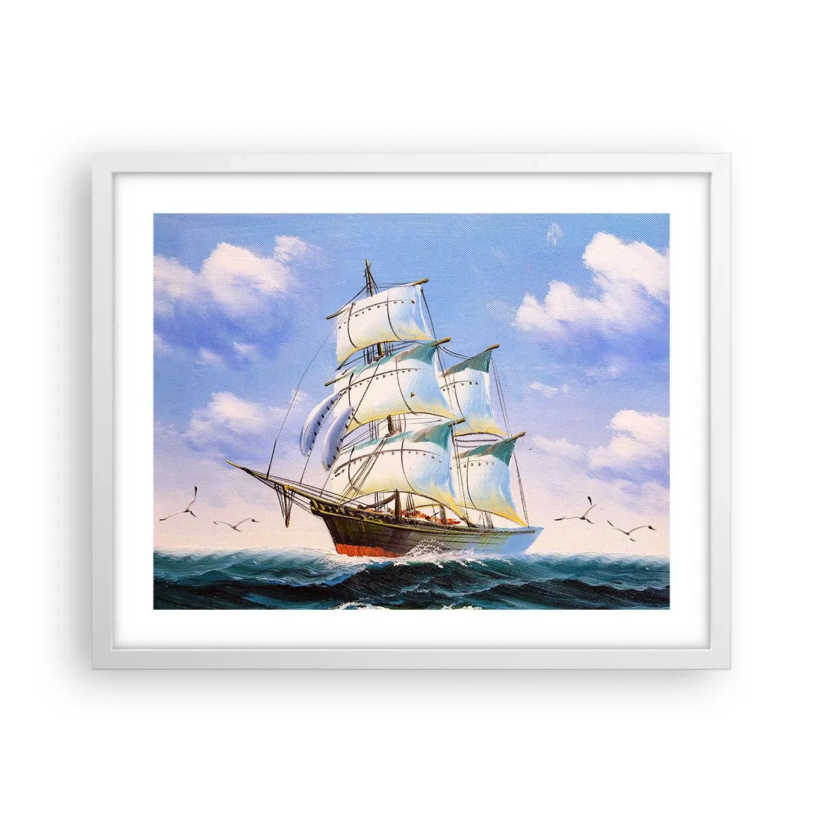 Póster en marco blanco - Orgulloso con el viento - 50x40 cm