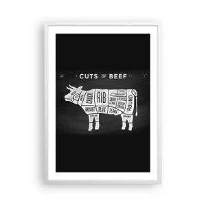Póster en marco blanco - Manual del carnicero - 50x70 cm