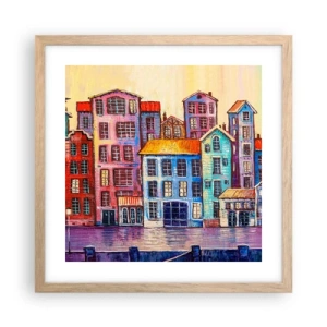 Póster en marco roble claro - Una ciudad como un cuento de hadas - 40x40 cm