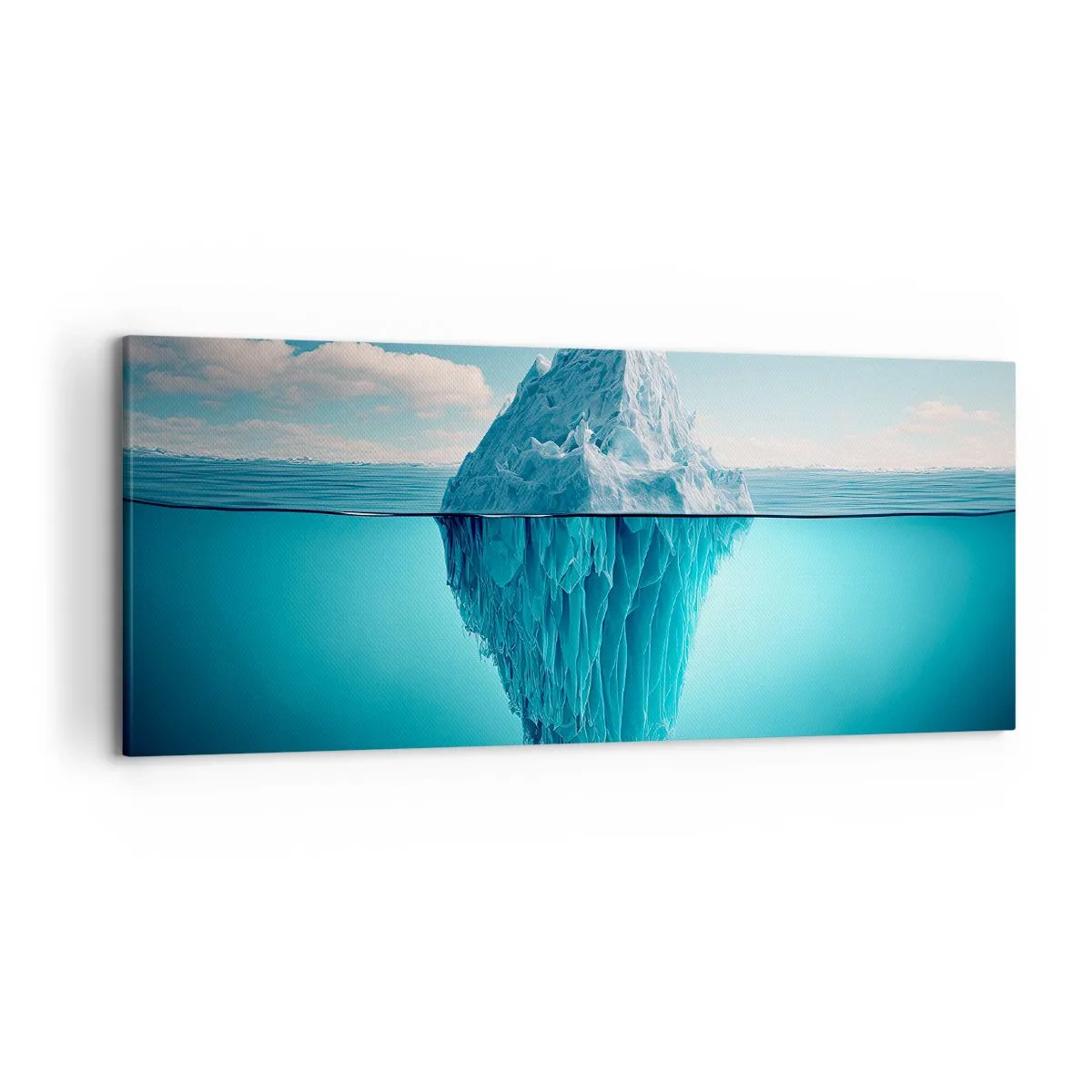 Cuadro sobre lienzo - Impresión de Imagen - Un iceberg visible por encima y por debajo de la superficie del agua. - 120x50cm - El trono de hielo - Decoración de pared moderna para salón y dormitorio ARTTOR