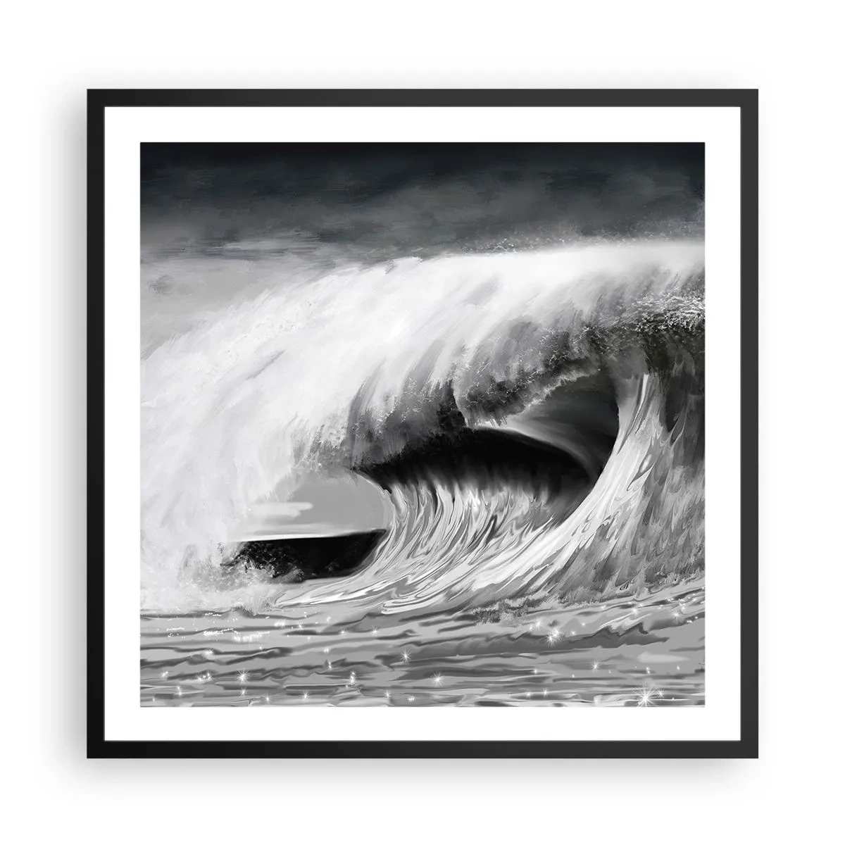 Póster en marco negro - La ira del océano - 60x60 cm