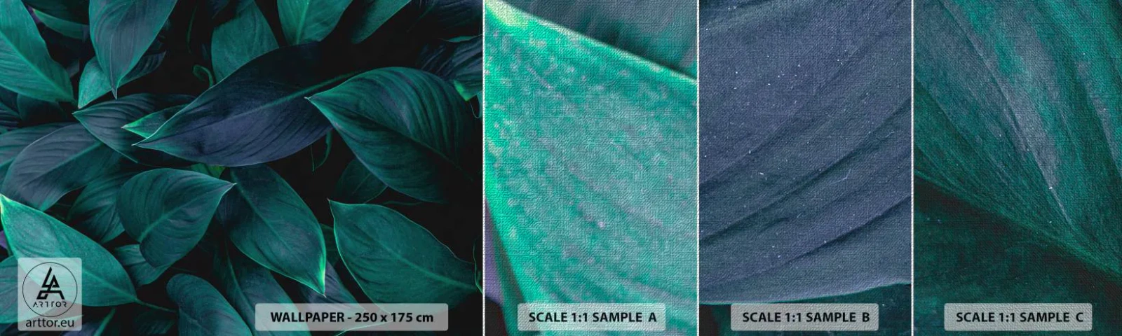 Muestra de fotomural Premium Canvas - El propio verde - Hojas, Naturaleza, Botánica - 100x30 cm