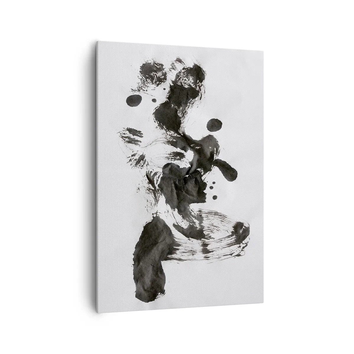 Cuadro sobre lienzo - Impresión de Imagen - Composición abstracta de manchas negras sobre fondo blanco. - 70x100cm - ¿Un método en la locura? - Decoración de pared moderna para salón y dormitorio ARTTOR