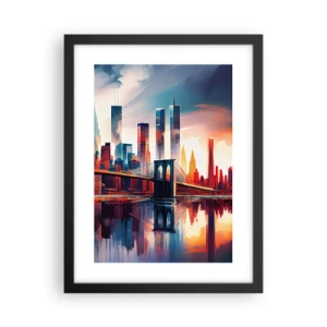 Póster en marco negro - Nueva York siempre luce - 30x40 cm
