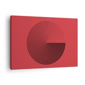 Cuadro sobre lienzo - Impresión de Imagen - Círculos concéntricos sobre fondo rojo - 70x50cm - Movimiento circular - Decoración de pared moderna para salón y dormitorio ARTTOR