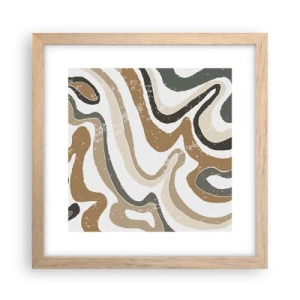 Póster en marco roble claro - Meandros de colores terrosos - 30x30 cm